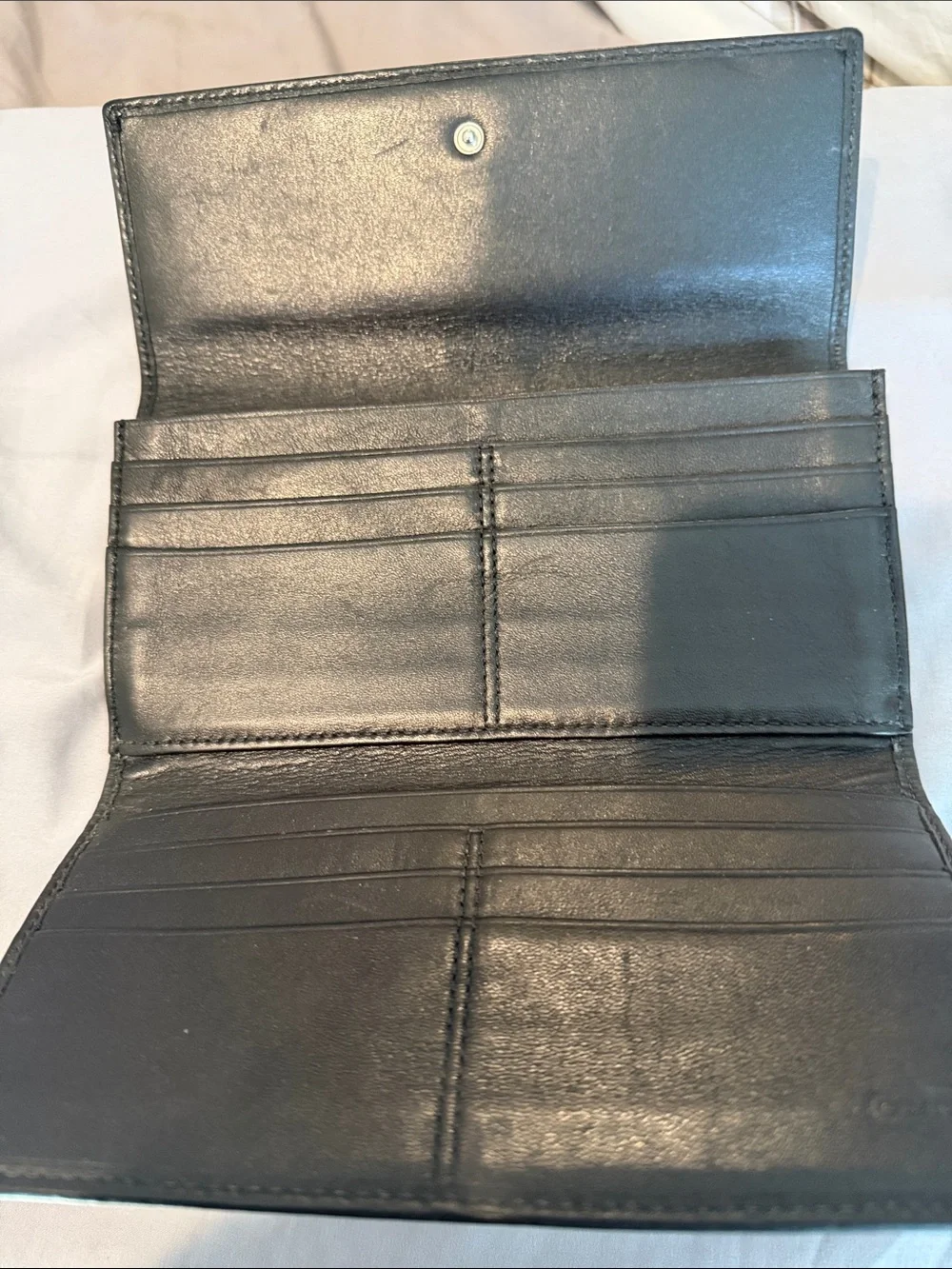 Coach Black and Cream Signature Continental Wallet